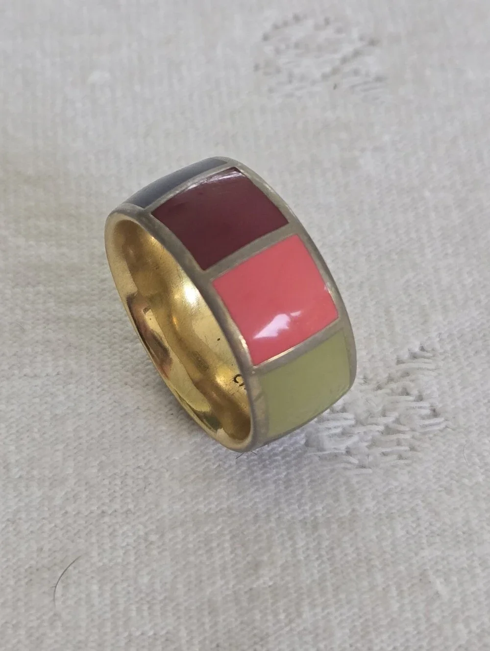 Coach Colorblock Enamel Dome Ring in Olive, Pink, Navy, Burgundy ~Size 8.5
